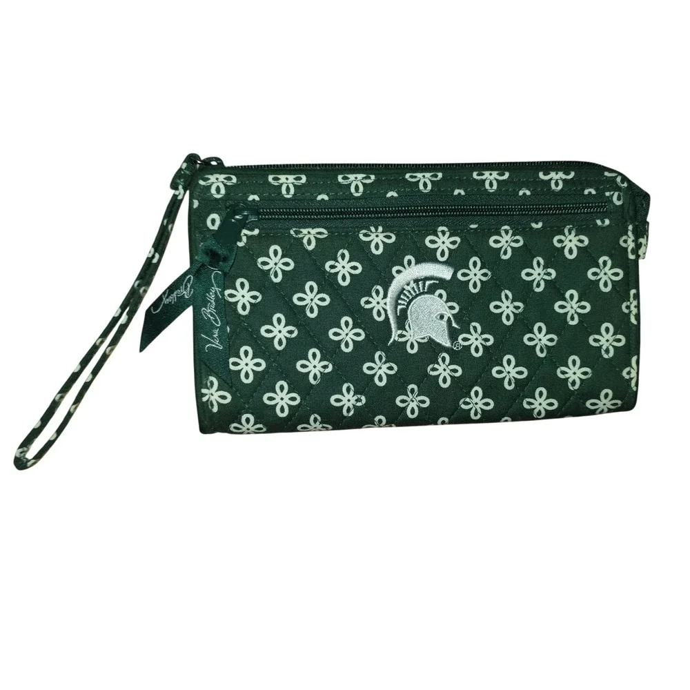 Vera Bradley Michigan State Spartans Green Quilted Cotton Wristlet Wallet MSU - Picture 1 of 7